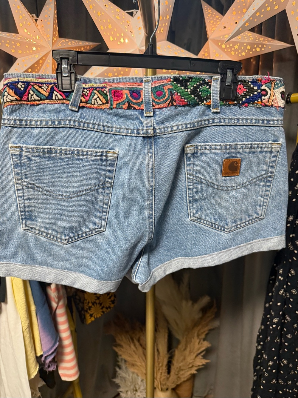 NWOT Tricia Fix x Free People One-of-a-Kind Upcycled Carhartt Denim Shorts - Picture 2 of 3
